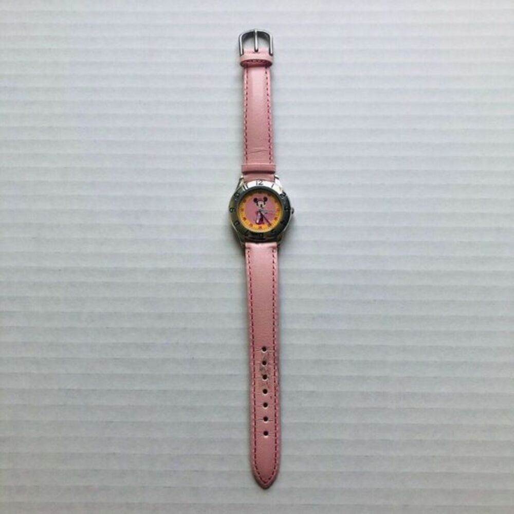 Disney Minnie Mouse Watch Pink Genuine Leather Analog Wrist Watch Japan Movt. - Picture 4 of 12
